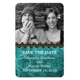 Imán Moda Steampunk Photo Save the Date Magnet, Verde a