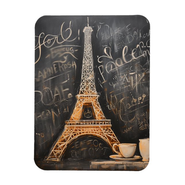 Imán Moda Torre Eiffel Café Café Chalkboard París (Vertical)