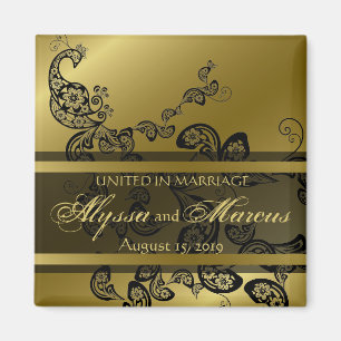 Imán Moda Vintage Elegante Pavo Floral Salvar La Fecha