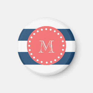 Imán Modelo blanco de las rayas de los azules marinos,