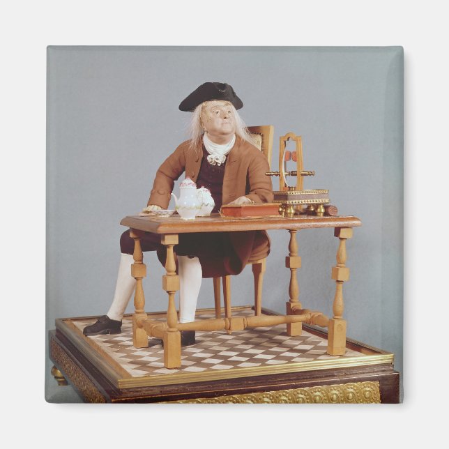 Imán Modelo de Benjamin Franklin en su mesa (Frente)