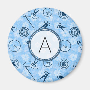 Imán Modelo de costura azul con el monograma