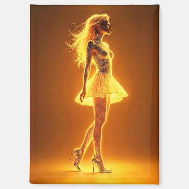 Imán Modelo de fantasía radiante luminoso dorado respla (Anverso)