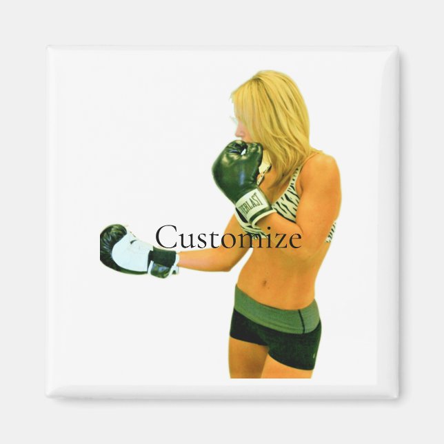 Imán Modelo de fitness femenino boxeo Thunder_Cove (Frente)