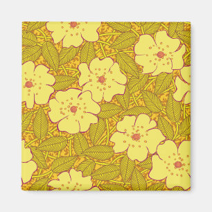 Imán Modelo de flores amarillo tropical