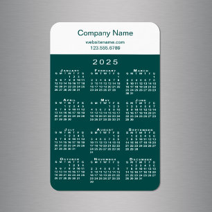 Imán Modern 2025 Calendar Company Nombre Verde azulado