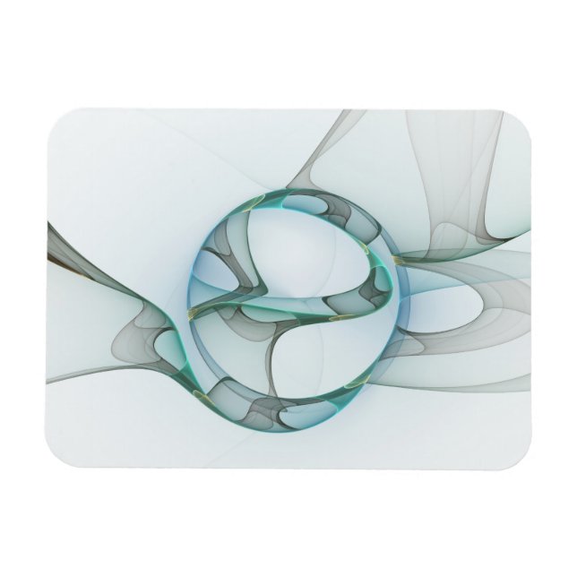 Imán Modern Abstract Fractal Art Blue Turquoise Gray (Horizontal)