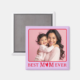 Imán Modern Best Mom Ever Purple Photo Magnet