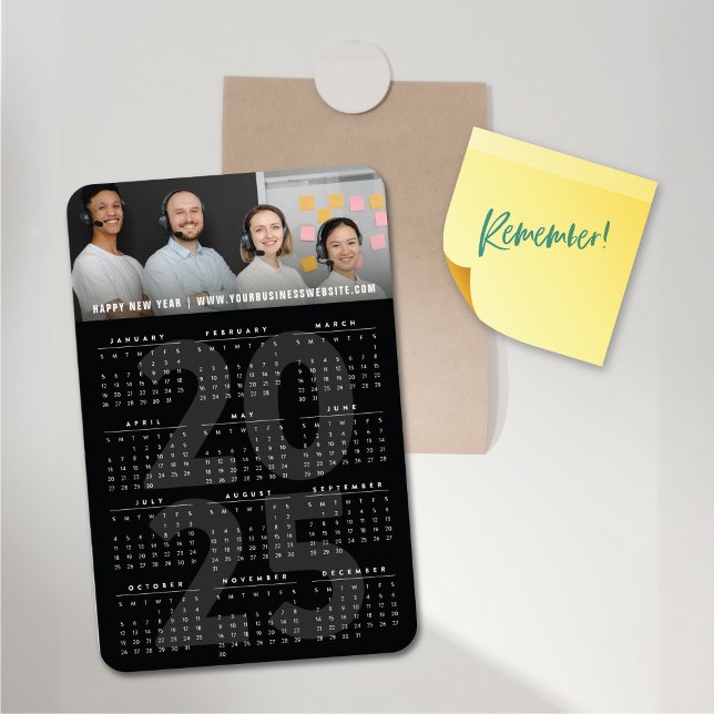 Imán Modern Black 2023 Calendar Simple Holiday Photo (Modern Black 2025 Calendar Simple Holiday Photo Flexible Magnet @ fat_fa_tin)