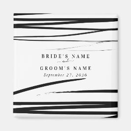 Imán Modern Black Abstract Wedding Favor