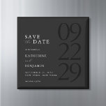 Imán Modern Black Minimalist Wedding<br><div class="desc">Easily personalize your wedding save the date cards with this editable template. Features minimal elegant typography design in black color.</div>