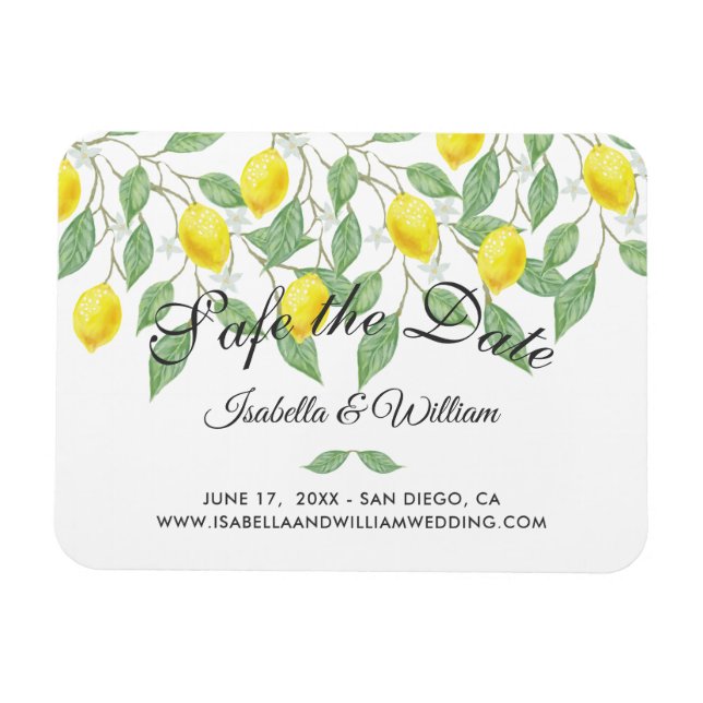 Imán Modern Boho Lemon Summer Save the Date Wedding (Horizontal)