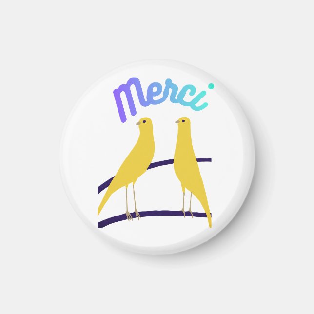 Imán Modern Canary & "Merci" - Japandi Style Art (Frente)