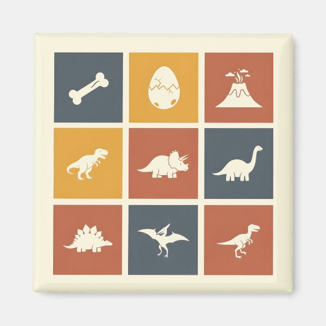 Imán Modern Dinosaur Icon Grid (Frente)