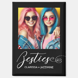 Imán /Modern foto personalizada de Bestie blanco negro