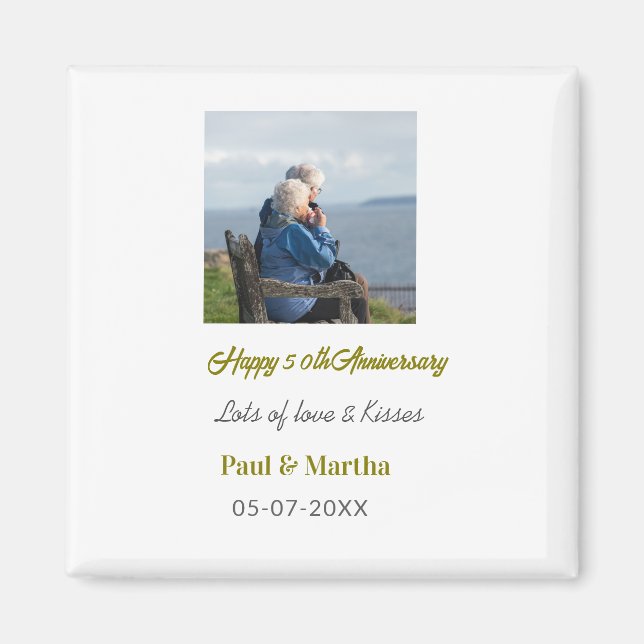 Imán Modern happy 50th anniversary add name date photo  (Frente)