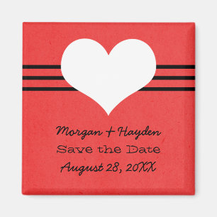 Imán Modern Heart Save the Date Magnet, Red
