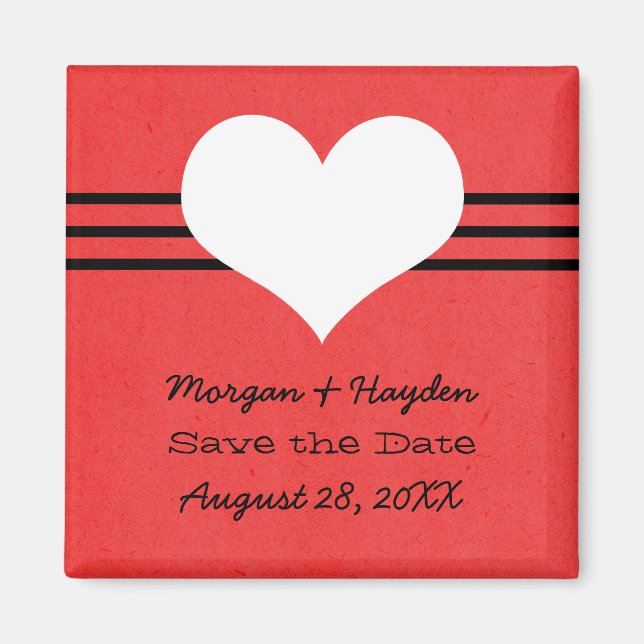 Imán Modern Heart Save the Date Magnet, Red (Frente)