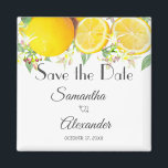 Imán Modern Lemon Boho Summer Wedding Save the Date<br><div class="desc">Modern lemon boho summer wedding save the date magnet. The text can be changed using right the "Details" menu. To fit everything to your needs please click the "Customize" button and you can text style and colour change. Please contact me if you need help, for matching items or you have...</div>