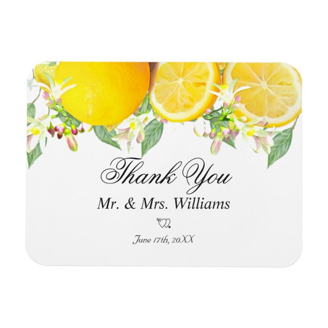 Imán Modern Lemon Boho Summer Wedding Thank You (Horizontal)