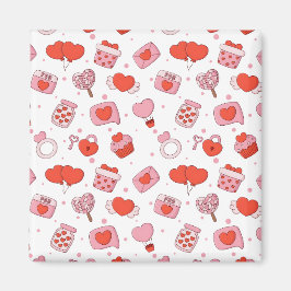 Imán Modern Love Design Happy Valentine’s Day Red Heart