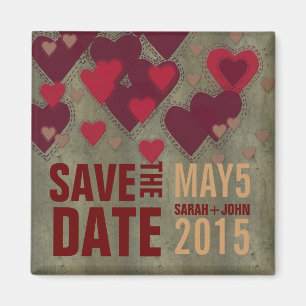Imán Modern Lovers Red Hearts Save the Date Magnet
