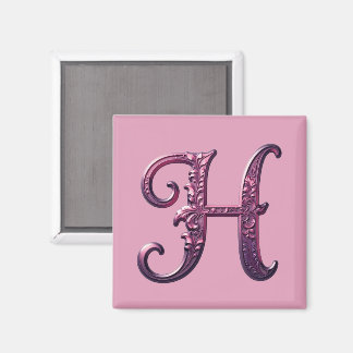 Imán Modern Metallic Rosemaling Letter H, Pink/Purple