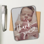 Imán Modern Minimal Baby Photo You Script Heart<br><div class="desc">Moderna foto mínima para bebé Gracias Imán del Corazón Script</div>