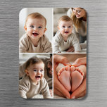 Imán Modern Minimalist Baby 4 Photo Collage<br><div class="desc">Celebrate your little one’s most precious moments with this Modern Minimalist Baby 4-Photo Collage Magnet. Designed with a clean and timeless layout, this custom magnet showcases four of your favorite baby photos with simple, stylish elegance. Add a name, birth date, or a short message to personalize your keepsake. Printed in...</div>
