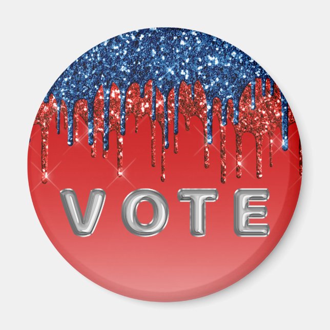 Imán Modern Patriotic Glitter Drip  Vote (Frente)
