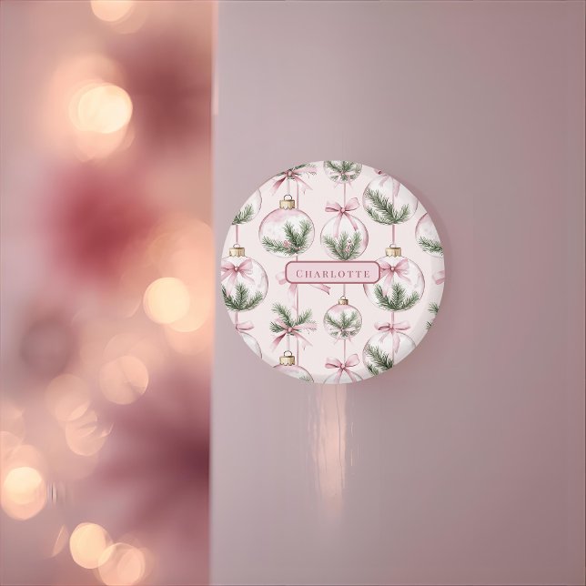 Imán Modern Pink Christmas Ornament Personalized Gift (Subido por el creador)