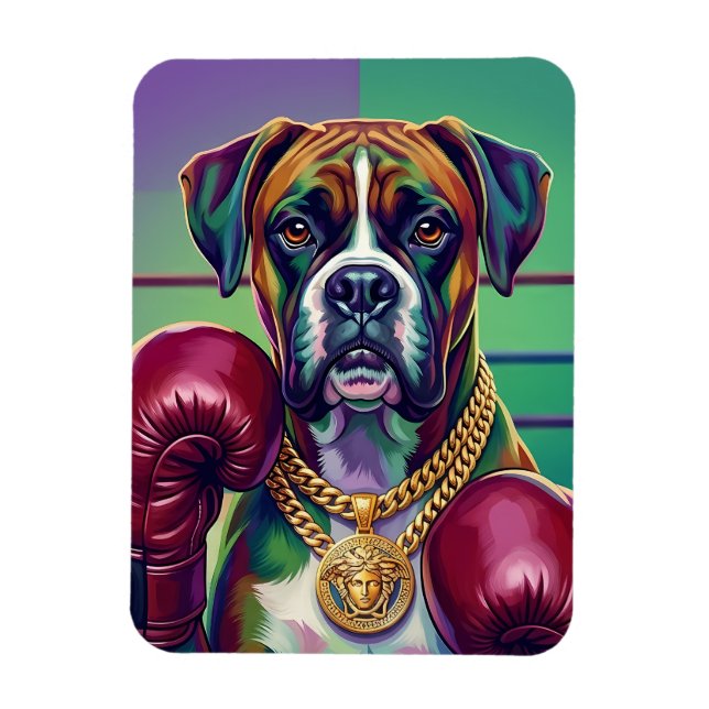 Imán Modern Pop Art Boxer Dog Boxing Athlete (Vertical)
