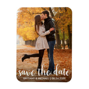 Imán Modern Save The Date Engagement Couple Photo WL