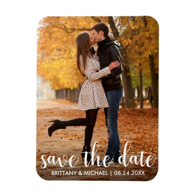 Imán Modern Save The Date Engagement Couple Photo WL (Vertical)