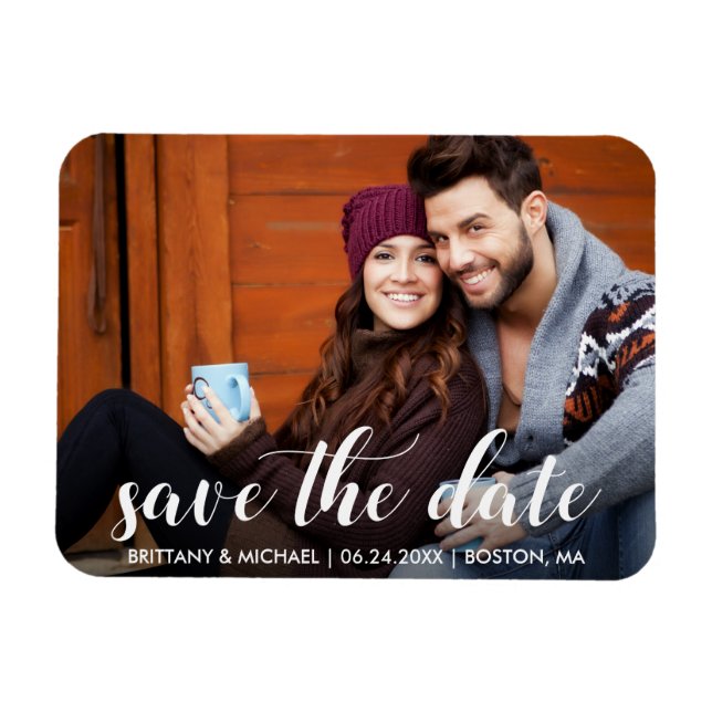 Imán Modern Save The Date Engagement Photo WS (Horizontal)