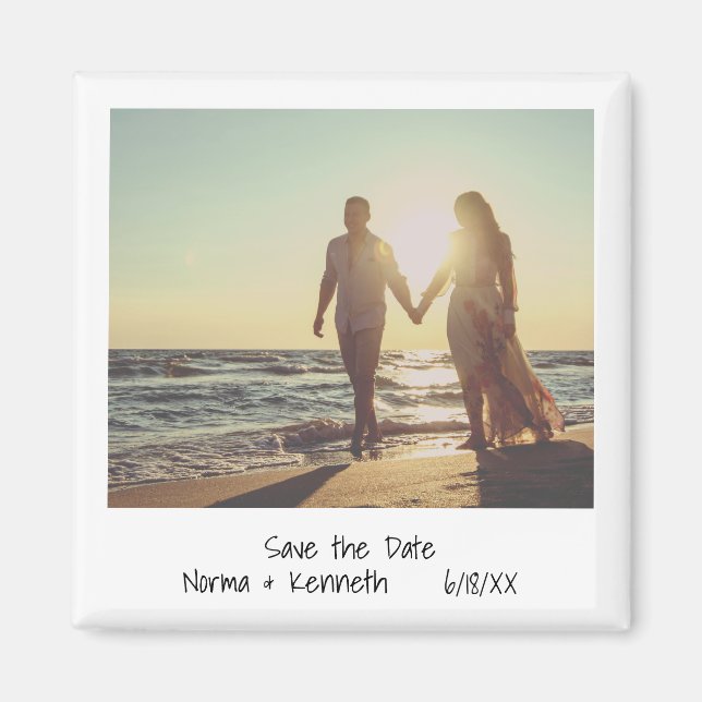 Imán Modern Save the Date Instant Photo Boda (Frente)