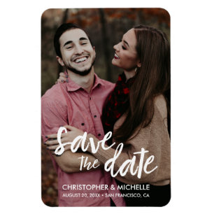 Imán Modern Save the Date Script Personalized Photo