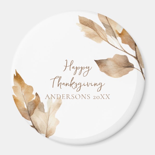 Imán Modern Watercolor Leaf Thanksgiving (Frente)