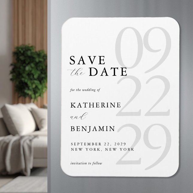 Imán Modern White Minimalist Wedding Save the Date (Subido por el creador)
