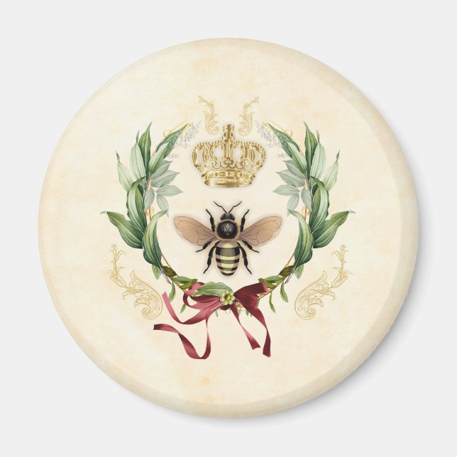 Imán Moderna Abeja Botánica Vintage (Frente)