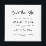 Imán Moderna boda simple y elegante Guardar la tarjeta<br><div class="desc">Un simple moderno salva el imán de la fecha. Personalice este minimalista diseño en blanco y negro para que tenga sus datos personales y su mensaje.</div>