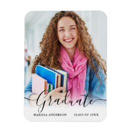 Imán Moderna caligrafía guión Invitación de foto gradua