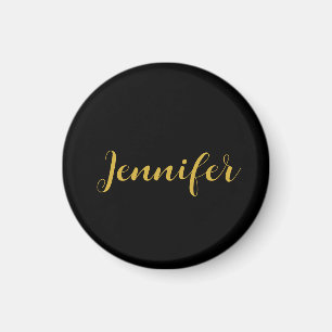 Imán Moderna caligrafía Minimalista nombre oro negro