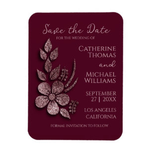 Imán Moderna elegancia Rosa Purpurina de oro Floral y b