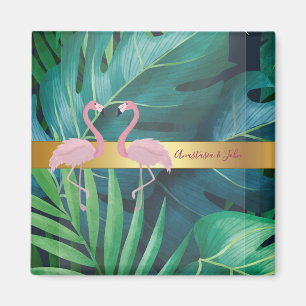 Imán Moderna, elegante, tropical, hojas de palmera, ros