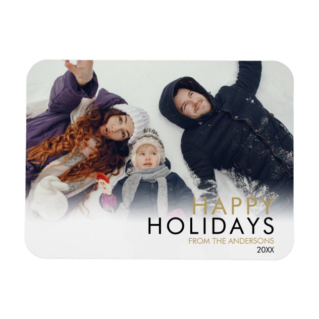Imán Moderna Foto de Familia Simple Navidad (Horizontal)