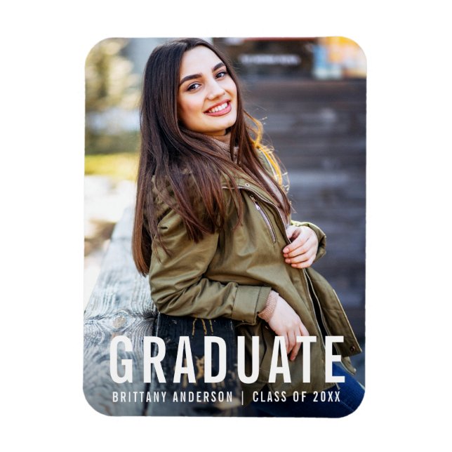 Imán Moderna Invitación de fotos de graduación de Guay  (Vertical)