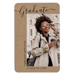 Imán Moderna Invitación de Grado de Fotografía de Kraft