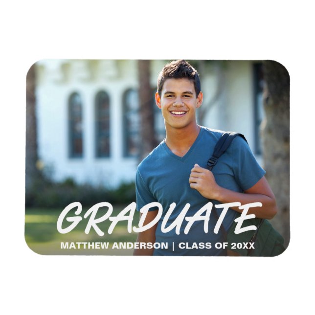 Imán Moderna Invitación de graduación de Guay Foto W (Horizontal)