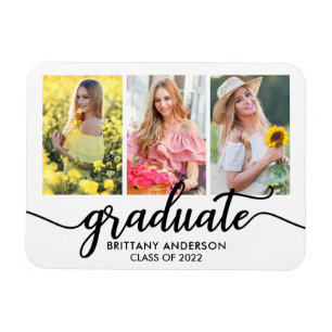 Imán Moderna Invitación de graduación fotográfica de 3